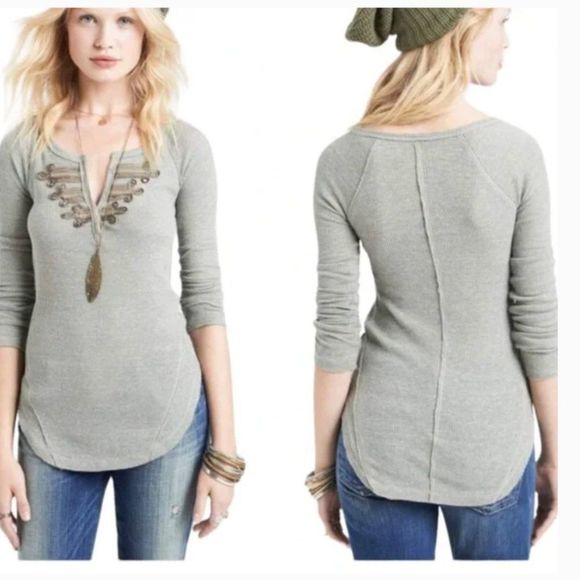 FP We The Free Battalion Embellished Thermal Top Green Size XS - Picture 2 of 12